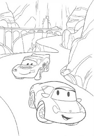 coloriages de Cars: Flash Mc Queen et Sally